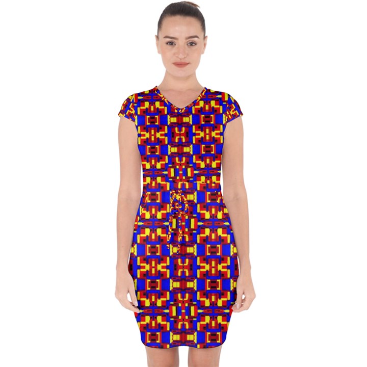 Abstract 25 Capsleeve Drawstring Dress 