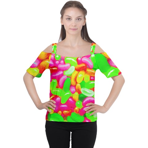 Vibrant Jelly Bean Candy Cutout Shoulder Tee by essentialimage