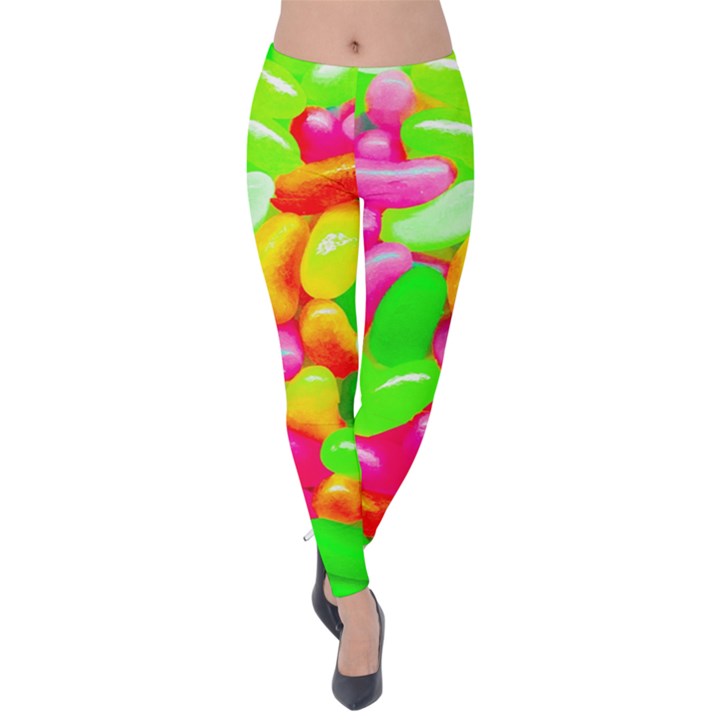 Vibrant Jelly Bean Candy Velvet Leggings