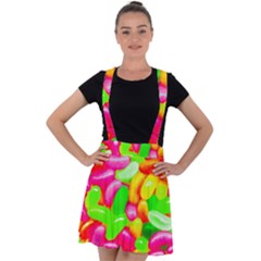 Vibrant Jelly Bean Candy Velvet Suspender Skater Skirt by essentialimage