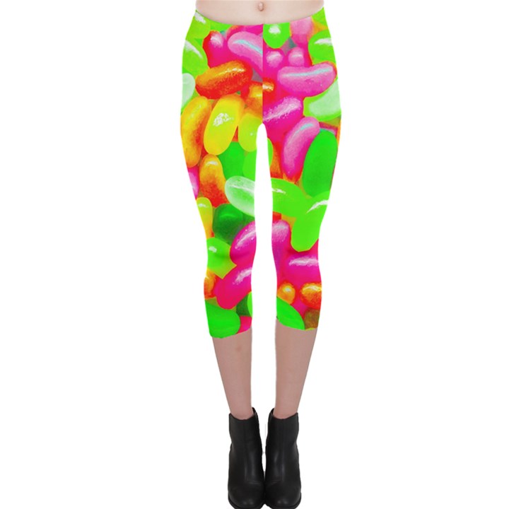 Vibrant Jelly Bean Candy Capri Leggings 