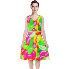 Vibrant Jelly Bean Candy V-neck Midi Sleeveless Dress  by essentialimage