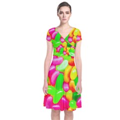 Vibrant Jelly Bean Candy Short Sleeve Front Wrap Dress by essentialimage