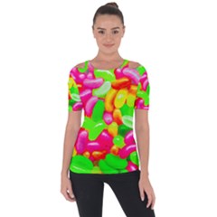 Vibrant Jelly Bean Candy Shoulder Cut Out Short Sleeve Top by essentialimage