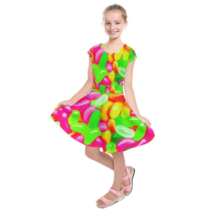 Vibrant Jelly Bean Candy Kids  Short Sleeve Dress