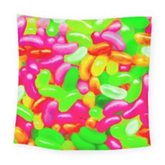 Vibrant Jelly Bean Candy Square Tapestry (large) by essentialimage