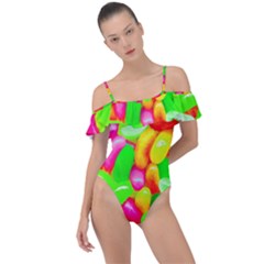 Vibrant Jelly Bean Candy Frill Detail One Piece Swimsuit by essentialimage