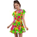 Vibrant Jelly Bean Candy Flutter Sleeve Wrap Dress View1