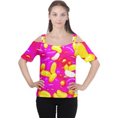 Vibrant Jelly Bean Candy Cutout Shoulder Tee