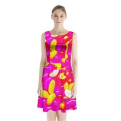 Vibrant Jelly Bean Candy Sleeveless Waist Tie Chiffon Dress by essentialimage