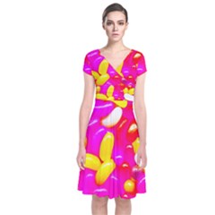 Vibrant Jelly Bean Candy Short Sleeve Front Wrap Dress by essentialimage