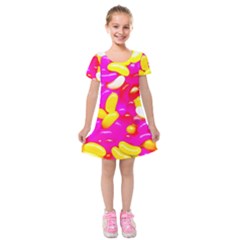 Vibrant Jelly Bean Candy Kids  Short Sleeve Velvet Dress by essentialimage