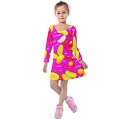 Vibrant Jelly Bean Candy Kids  Long Sleeve Velvet Dress by essentialimage