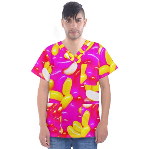 Vibrant Jelly Bean Candy Men s V-neck Scrub Top by essentialimage