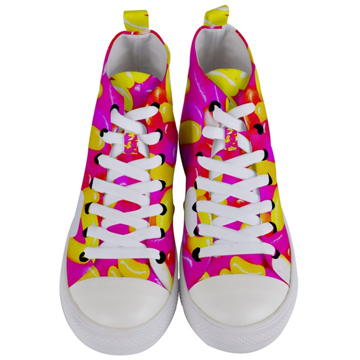 Vibrant Jelly Bean Candy Women s Mid-Top Canvas Sneakers