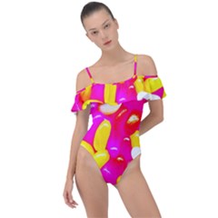 Vibrant Jelly Bean Candy Frill Detail One Piece Swimsuit by essentialimage