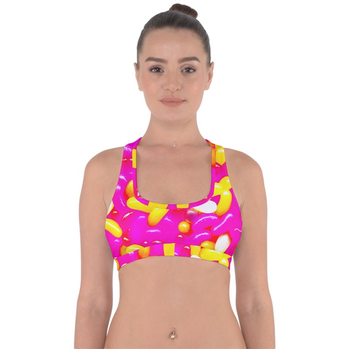 Vibrant Jelly Bean Candy Cross Back Hipster Bikini Top 