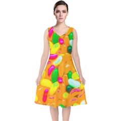 Vibrant Jelly Bean Candy V-neck Midi Sleeveless Dress  by essentialimage