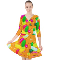 Vibrant Jelly Bean Candy Quarter Sleeve Front Wrap Dress by essentialimage