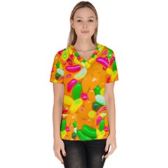 Vibrant Jelly Bean Candy Women s V-neck Scrub Top by essentialimage