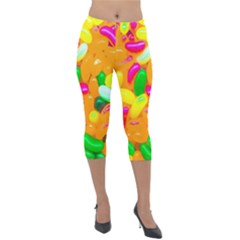 Vibrant Jelly Bean Candy Lightweight Velour Capri Leggings  by essentialimage