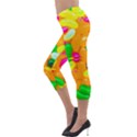 Vibrant Jelly Bean Candy Lightweight Velour Capri Leggings  View3