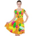 Vibrant Jelly Bean Candy Cap Sleeve Midi Dress View1