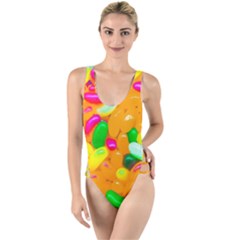 Vibrant Jelly Bean Candy High Leg Strappy Swimsuit by essentialimage