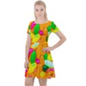 Vibrant Jelly Bean Candy Cap Sleeve Velour Dress  View1