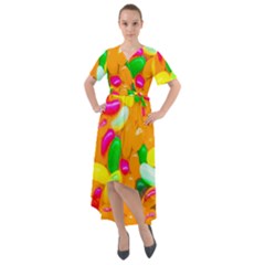 Vibrant Jelly Bean Candy Front Wrap High Low Dress by essentialimage