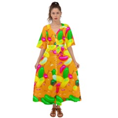 Vibrant Jelly Bean Candy Kimono Sleeve Boho Dress by essentialimage