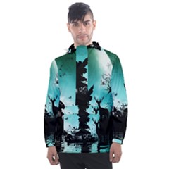 Litte Fairy With Deer In The Night Men s Front Pocket Pullover Windbreaker by FantasyWorld7