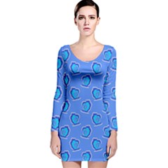 Surfer Pattern Long Sleeve Velvet Bodycon Dress by bloomingvinedesign