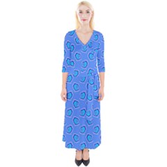 Surfer Pattern Quarter Sleeve Wrap Maxi Dress by bloomingvinedesign