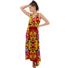 Abstract 27 V-neck Chiffon Maxi Dress