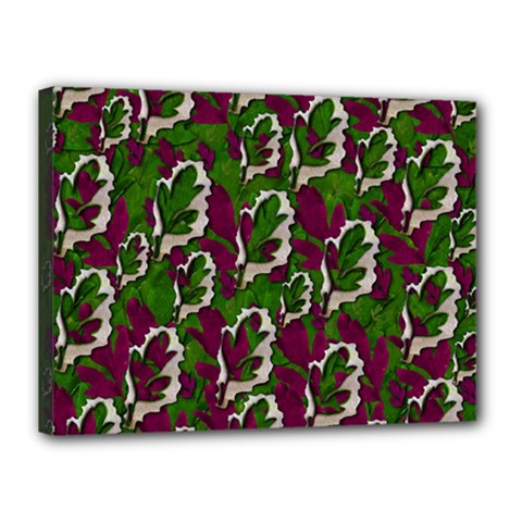 Green Fauna And Leaves In So Decorative Style Canvas 16  X 12  (stretched) by pepitasart