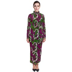 Green Fauna And Leaves In So Decorative Style Turtleneck Maxi Dress by pepitasart