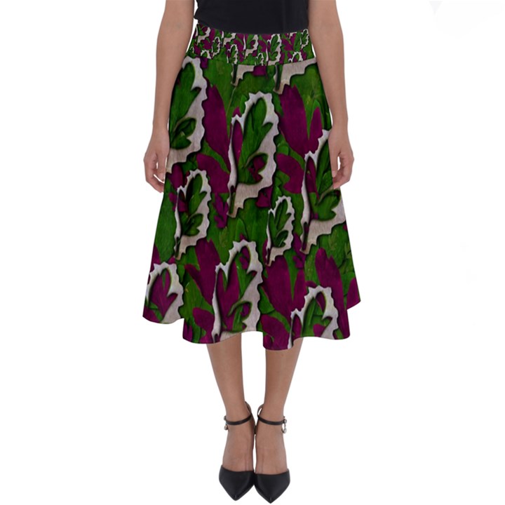 Green Fauna And Leaves In So Decorative Style Perfect Length Midi Skirt