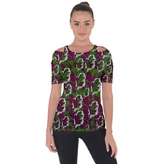 Green Fauna And Leaves In So Decorative Style Shoulder Cut Out Short Sleeve Top by pepitasart