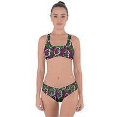 Green Fauna And Leaves In So Decorative Style Criss Cross Bikini Set by pepitasart