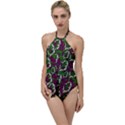 Green Fauna And Leaves In So Decorative Style Go with the Flow One Piece Swimsuit View1