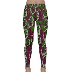 Green Fauna And Leaves In So Decorative Style Lightweight Velour Classic Yoga Leggings by pepitasart