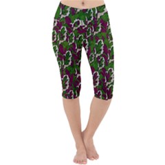 Green Fauna And Leaves In So Decorative Style Lightweight Velour Cropped Yoga Leggings by pepitasart