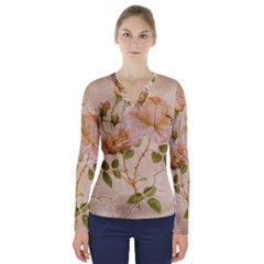 Rose Flower 2507641 1920 V-neck Long Sleeve Top by vintage2030