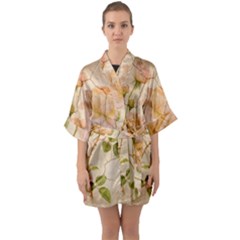 Rose Flower 2507641 1920 Half Sleeve Satin Kimono  by vintage2030