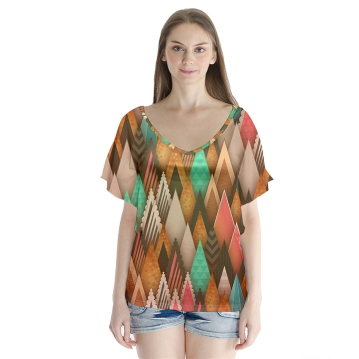 Background 1545344 960 720 V-Neck Flutter Sleeve Top