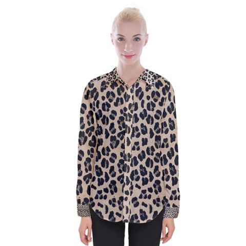 Leopard Womens Long Sleeve Shirt by vintage2030