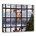 Funny Giraffe  With Christmas Hat Looks Through The Window Canvas 24  x 20  (Stretched) View1