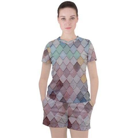 Tiles Shapes 2617112 960 720 Women s Tee And Shorts Set by vintage2030