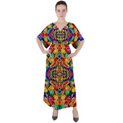 Abstract 30 V-neck Boho Style Maxi Dress by ArtworkByPatrick